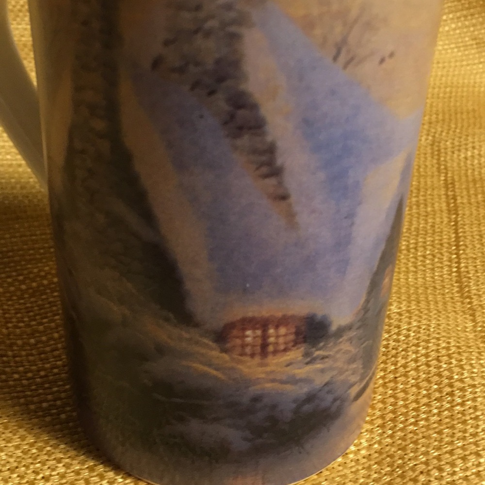 Thomas Kinkade cup 4 3/4 X6 Christmas tree cottage - Picture 3 of 4